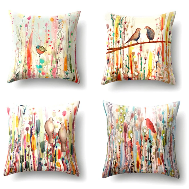 

Painting Cushion Cover Plant Flower Pillow Case Home Decorative Pillows Cover For Sofa Car
