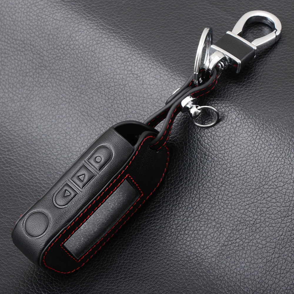 

New A93 Leather Case For Starline A93 A63 Car alarm Remote Controller LCD Keychain Cover,Car-styling
