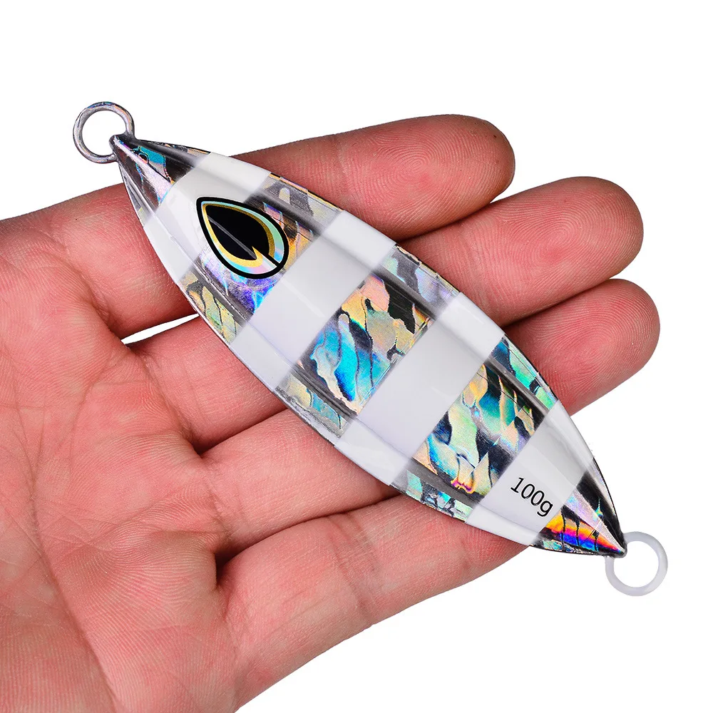 

Slow Fall Jigging Lure 40g-200g Zebra Metal Jigs Assist Hooks Luminous Sinking Hard Bait Saltwater Fishing Lure Tackle