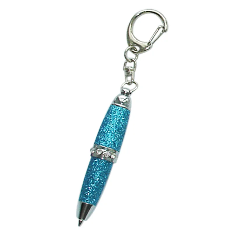Mini bolígrafo brillante de cuero PU multicolor, anillo medio con bolsillo de cristal, llavero corto, 2 piezas