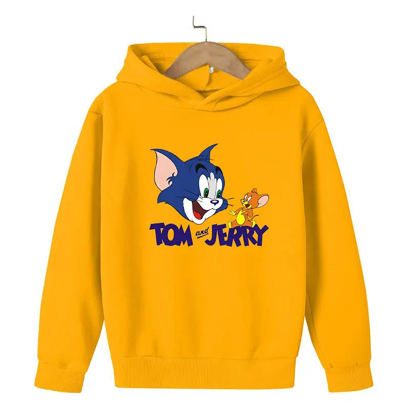 2021 The New Kids Tom Cat Hoodies Children Autumn Winter Sweatshirts Cartoon Girls Long Sleeve Pullover Jerry Boys Streetwear | Детская