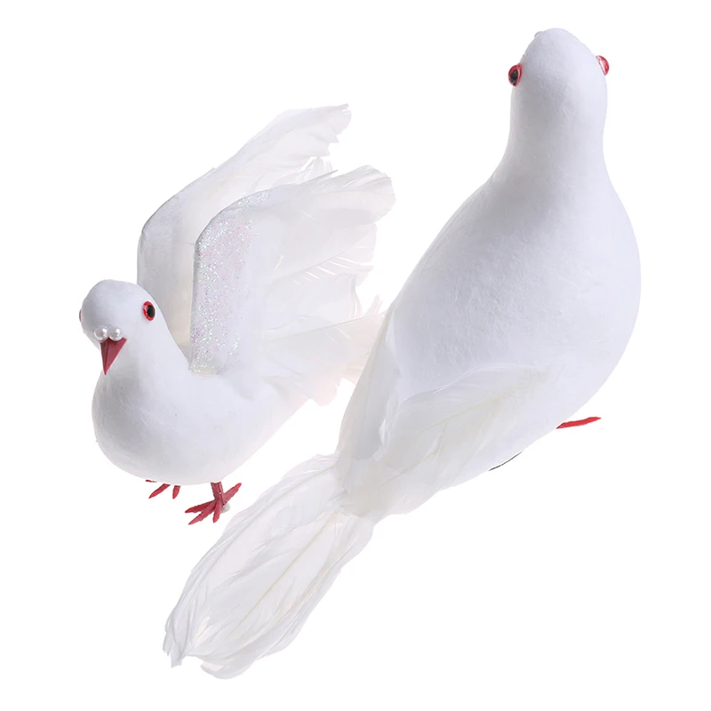

White Decorative Fake Doves Artificial Foam Feather Wedding Ornament Home Craft Table Decor Bird Toy Wedding Decor