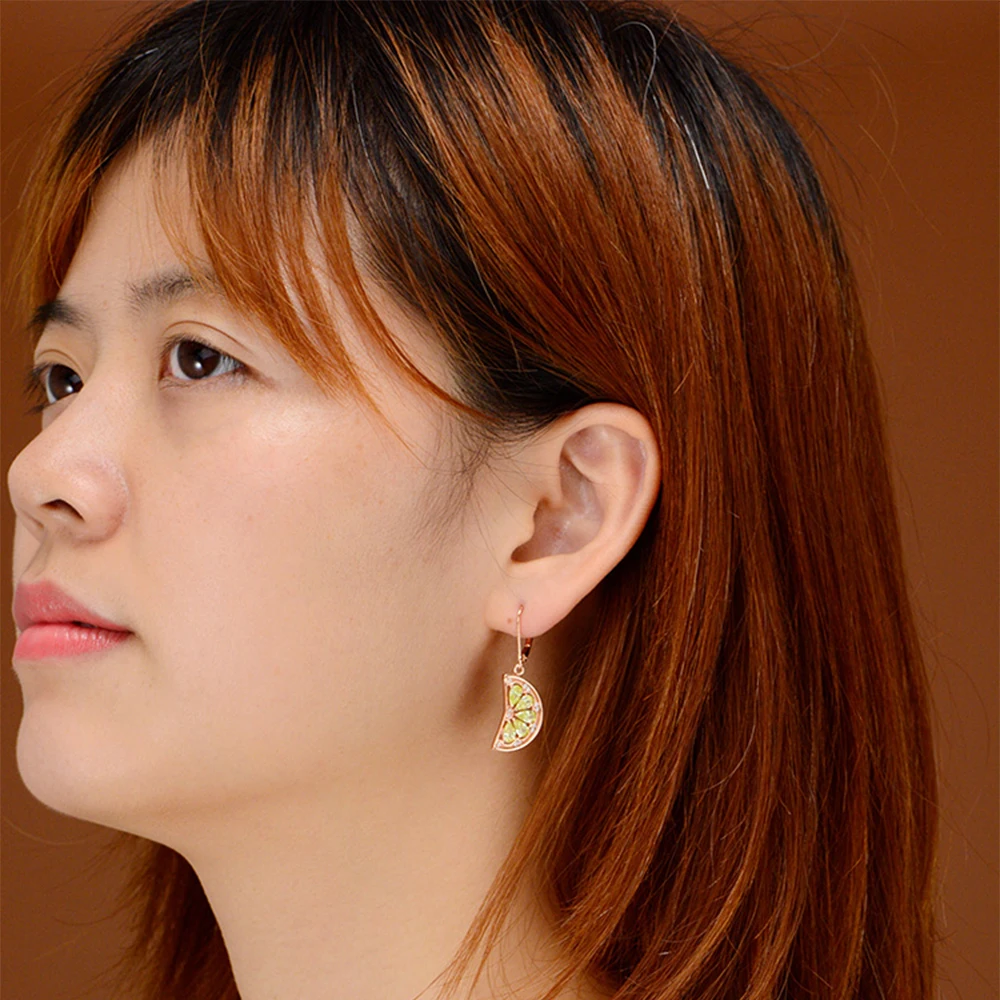 

Half Round Fruit Shape Lovely Fresh 925 Sterling Silver Female Girl Earrings Jewelry Aaa Zircon New Year Gift Party Anniversary
