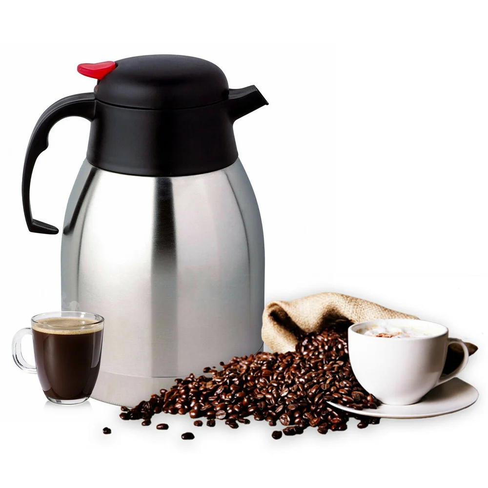 Cafetera de acero inoxidable con aislamiento al vacío, botella dispensadora de té frío y caliente, jarra, accesorios para el hogar, 1.2L/1.5L/2L