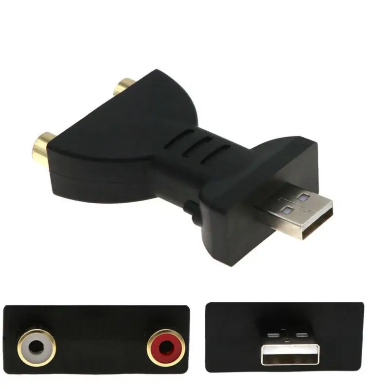 Аудио адаптер USB Мужской 2 RCA Женский Разъем Портативный позолоченный