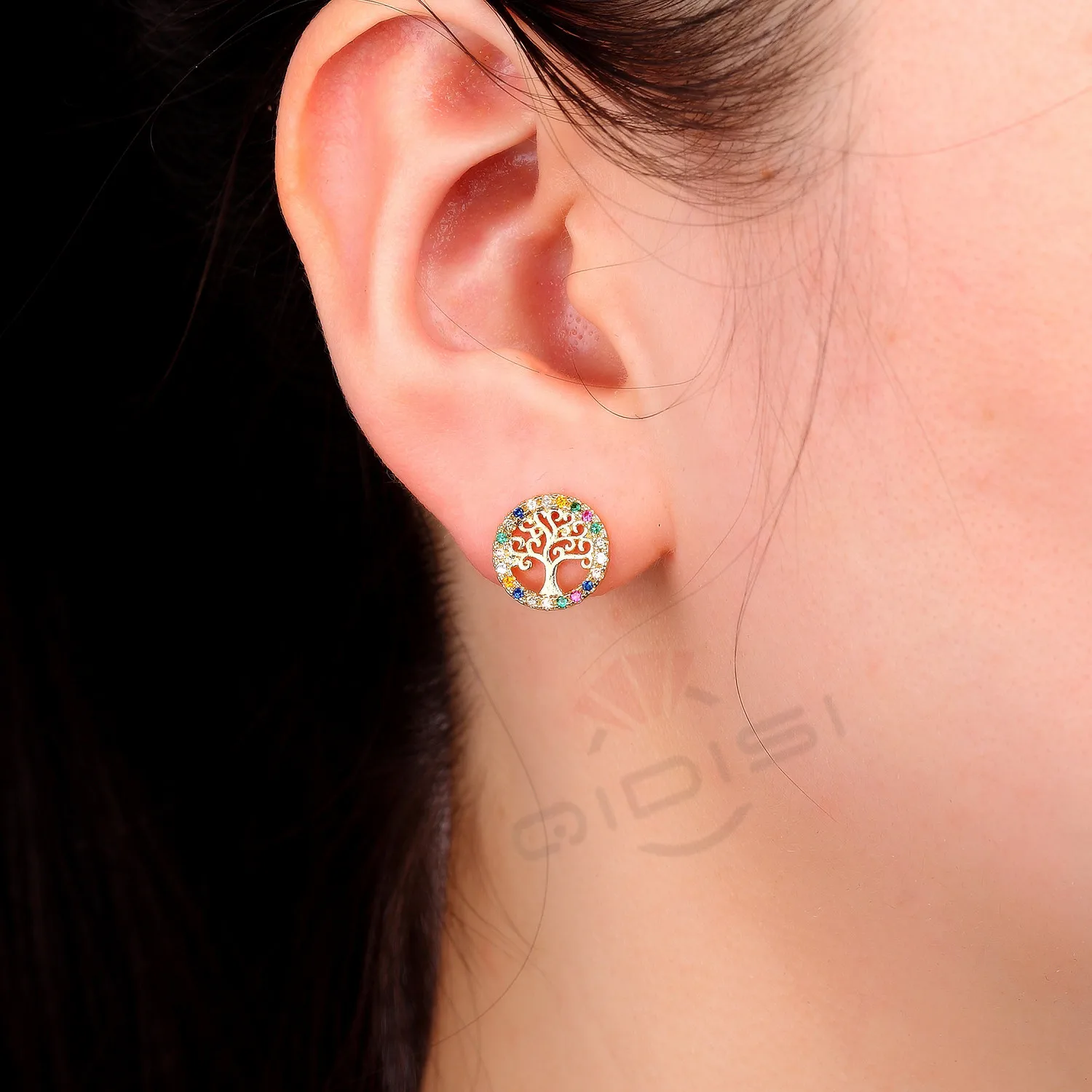 Роскошные серьги гвоздики цвета розового золота белого сверкающие с цирконием и