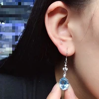 big gemstone drop earrings for party 10mm12mm vvs grade natural topaz earrings solid 925 siver topaz hook earrings