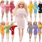 Аксессуары для одежды Барби, вязаный свитер из чистого хлопка, топы + туфли, аксессуары для кукольной одежды ручной работы