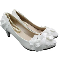 baoyafang fashion sweet white foot chain flower hand made wedding shoes lace dress wedding photo wedding shoes