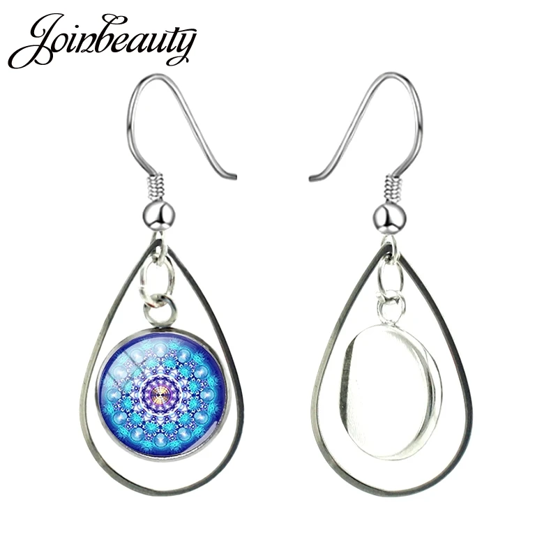 JOINBEAUTY геометрические синие цветочные декоративные узоры каплевидные серьги