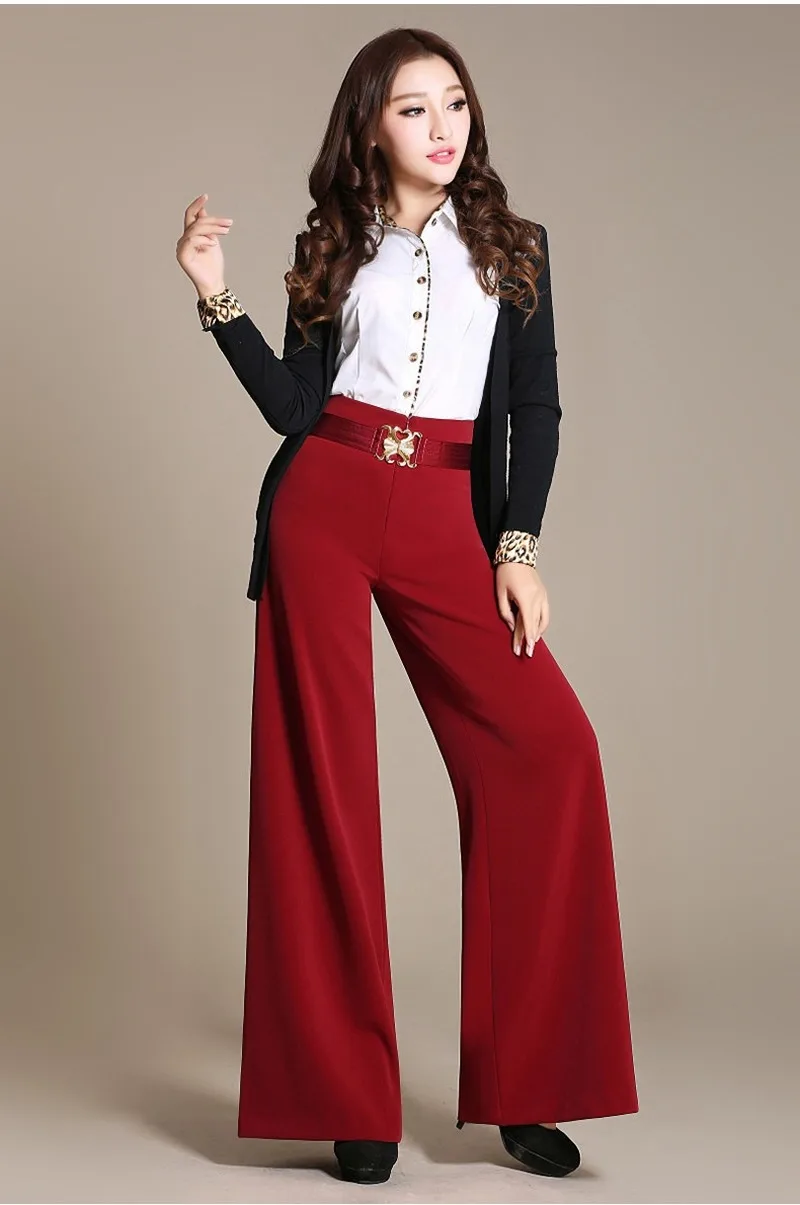 Женские брюки с высокой талией и широкими штанинами Элегантные повседневные