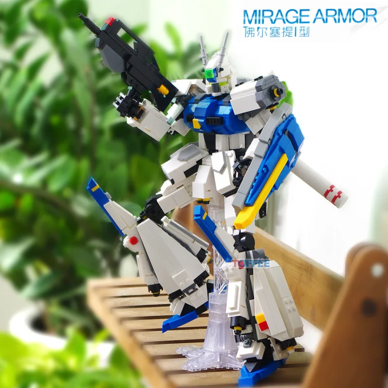 

Transforming Building Blocks Deformation Robot DIY Assemble Bricks Gunpla Mech Forseti Toys for Boys Gifts with Free Bracket