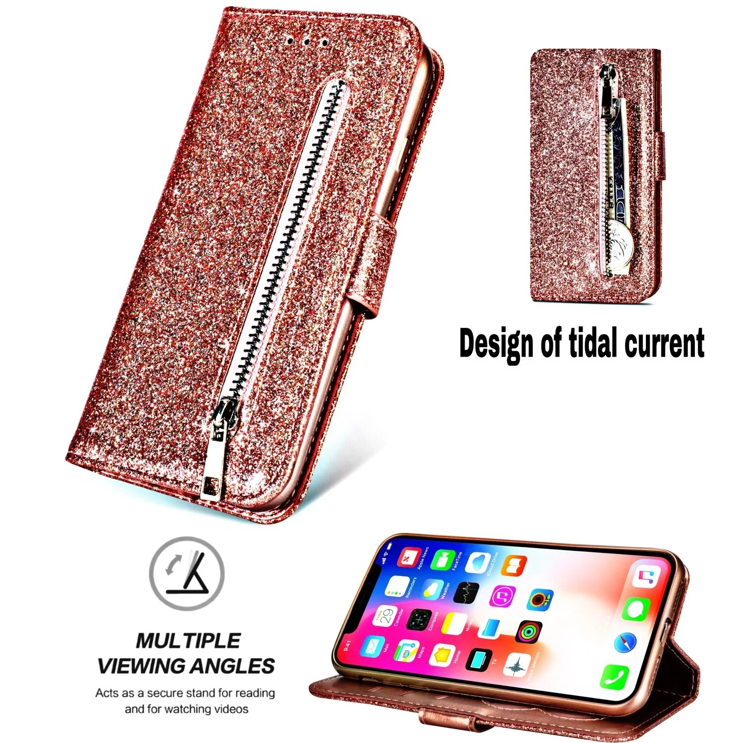 Роскошный чехол для iPhone XS Max мульти флип Кошелек Чехлы с молнией 6s Plus ТПУ
