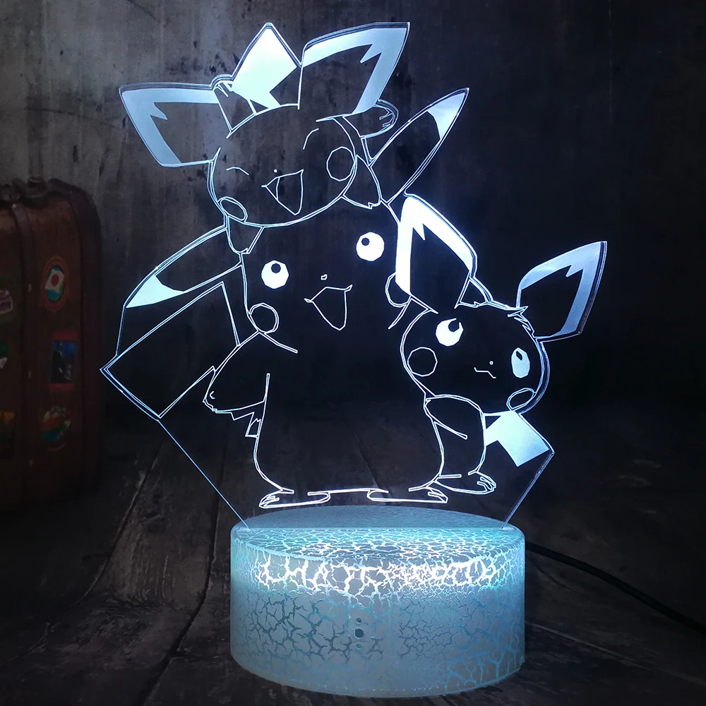 Pikachu Pokemon Go экшн фигурка 3D светодиодный хрустальный белый базовый детский