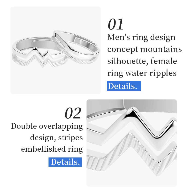 

Thaya Authentic 925 Sterling Silver Ripple Ring Couple Lover Silver Rings For Women Freely Size Party Anniversary Ring For Women