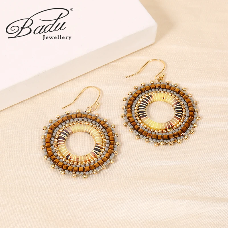 Женские серьги-подвески Badu богемные серьги ручной работы с круглыми полыми