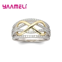 925 sterling silver infinity love jewelry ring austrian crystal bowknot letter 8 eternity promise jewelry for woman girlfriend
