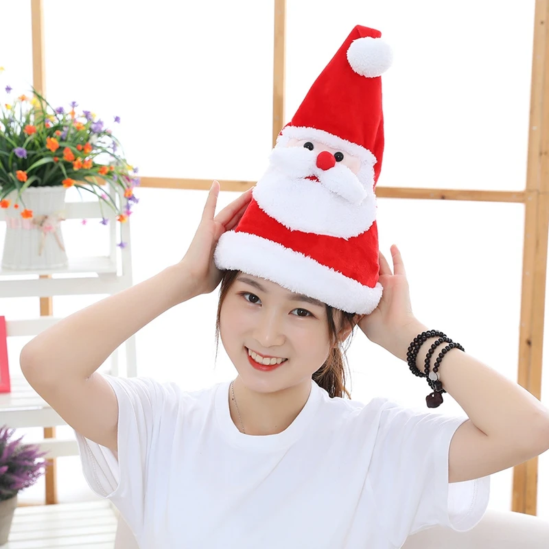 

Electric Christmas Hat Toy Adult Kid Singing Dancing LED Light Up Cap Santa Claus Children Hat Xmas Gift