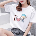 Футболка женская с коротким рукавом и круглым вырезом, милая рубашка в стиле 90-х в стиле Харадзюку, футболка в эстетическом стиле, лето