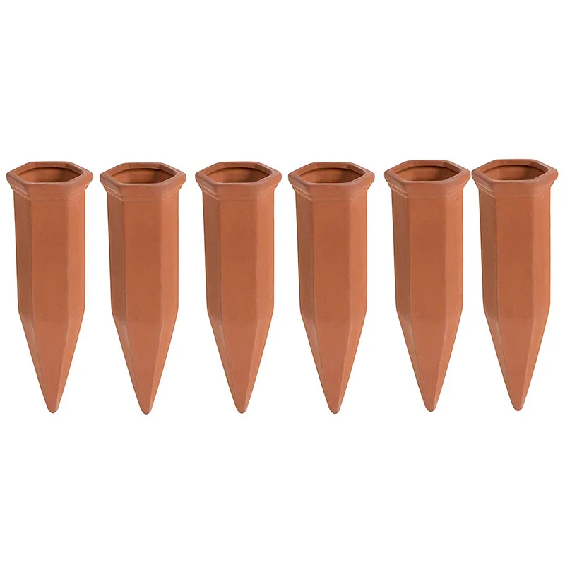 Self Watering Spikes - 6-Pack Terracotta Plant Stakes Automatic Slow Release Water Drippers for Indoor Outdoor Garden | Дом и сад