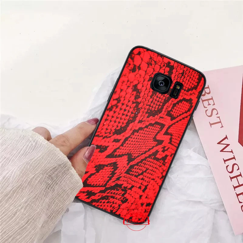 Змея питона кожаный силикон мягкий чехол для samsung S6 S7 край S8 S9 S10 Plus Note 8 9 10 M10 M20 M30 M40