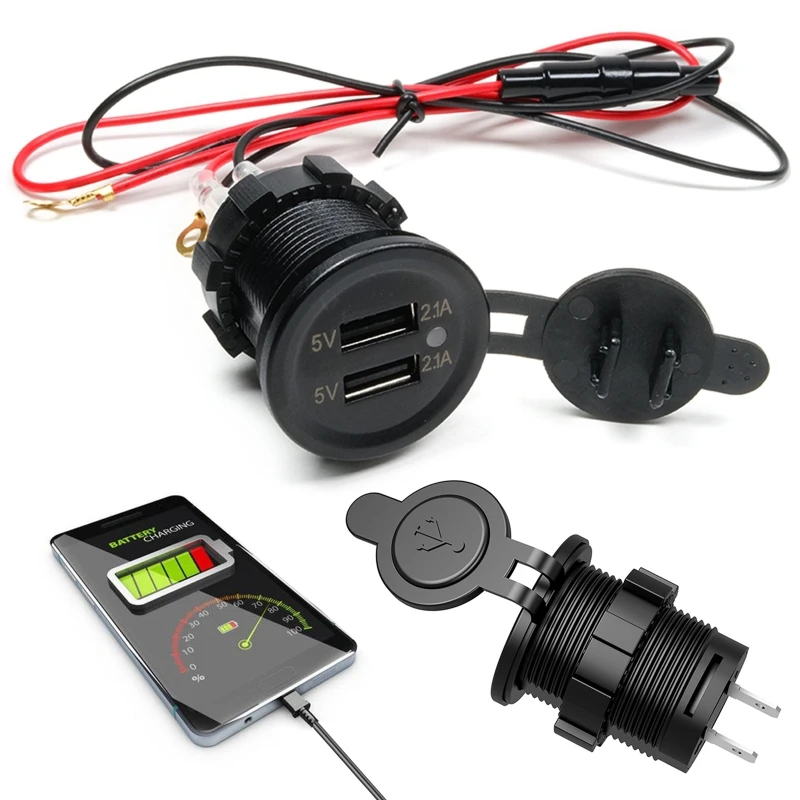 IP66 водонепроницаемый 12 В DC 2 USB прикуриватель для мотоцикла разъем зарядного