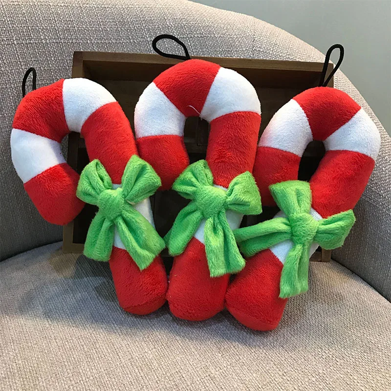 

Pet dog vocal toy Christmas candy cane Teddy Pomeranian puppies teeth bite resistant