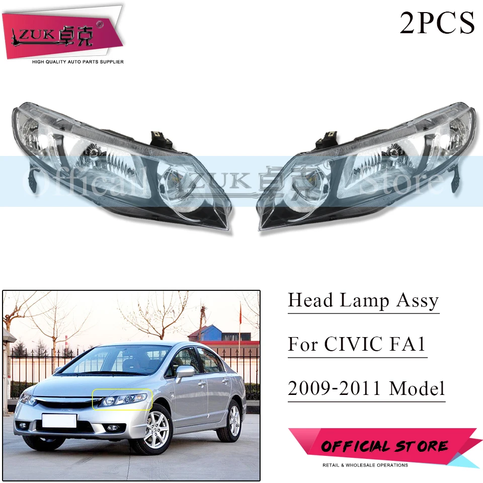 ZUK пара галогенные лампы головного светильник фара в сборе для HONDA CIVIC FA1 2009 2010 2011