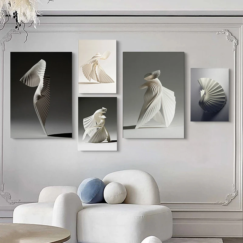 Абстрактная линия холст черно-белая стена искусство минимализм принты