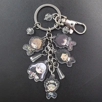 black clover tiny korean style acrylic anime key ring cartoon keychain flash beads boy girl birthday women party jewelry gift