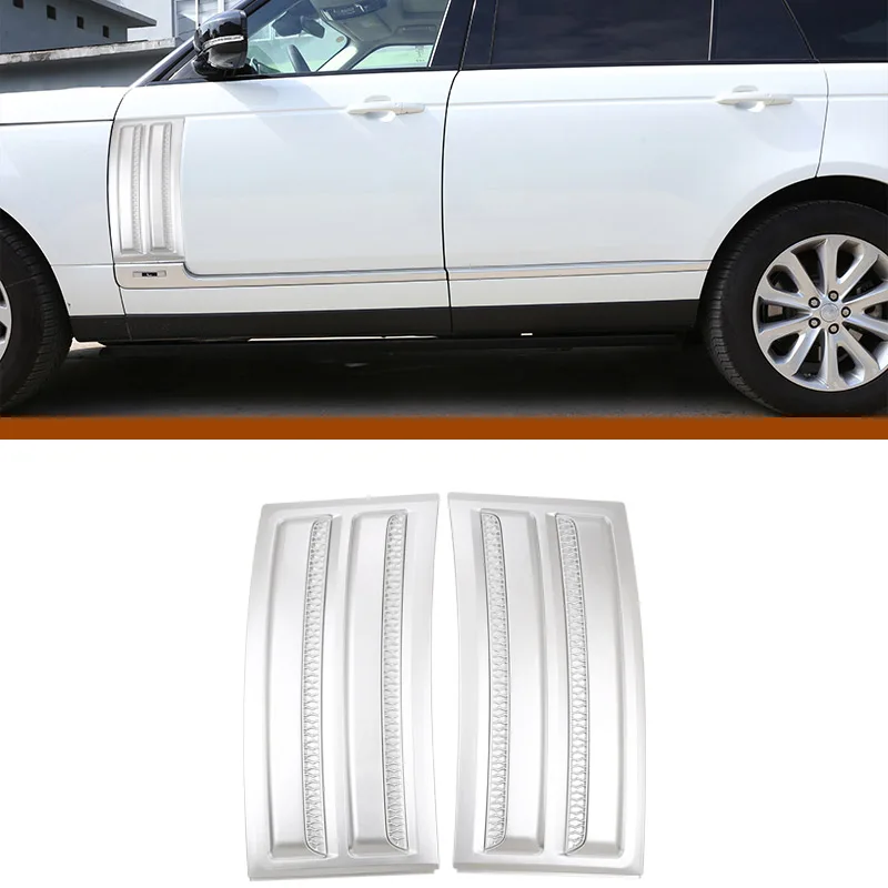 

For Land Rover Range Rover Vogue SVO 2014-2018 ABS Gloss Black Chrome Car Side Door Air Vents Kit Trim Accessories 2pcs