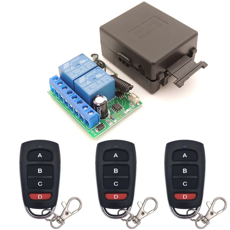 1RC 3B 12V 10A 2CH rf релейный Приемник 433MHz универсальный беспроводной пульт дистанционного управления для универсальных электрических штор/гаража/открывания двери - Цвет: 1RC 3B