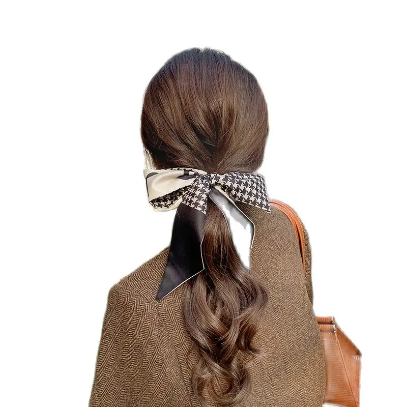 

Houndstooth Women's Bowknot Floral Fashion Trend Casual Temperament Net Red Ribbon Rope Hair Band 2021