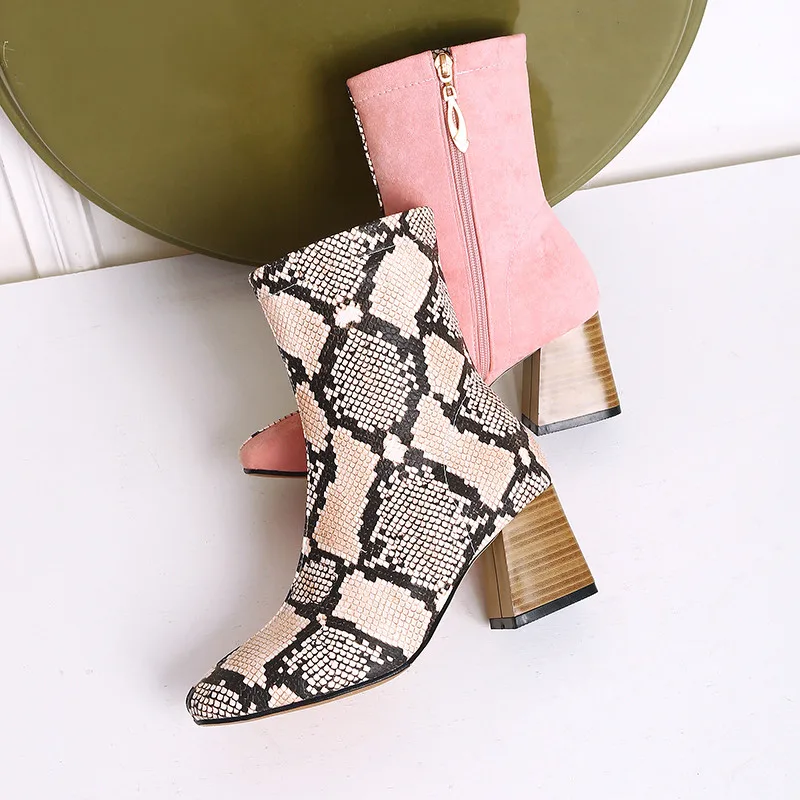 

ASUMER plus size 34-48 fashion laides ankle boots square toe autumn winter boots mixed colors high heels shoes women boots 2020