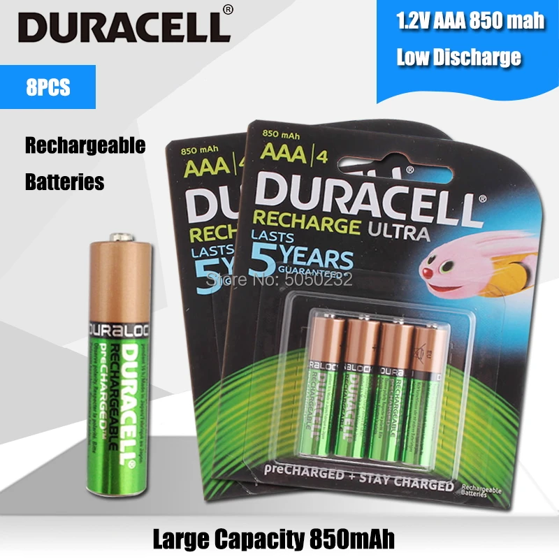 8 шт. оригинальный DURACELL AAA 1 2 V 850mAh игрушка фонарик для камеры с предзаряженным