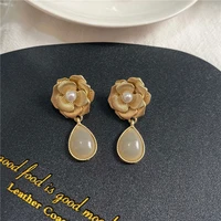big brand vintage camellia cc earrings stud earrings charm flower earrings for women jewelry girl earring accessories 2021