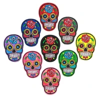 9 colors fabric embroidered colored skull patch clothes sticker bag sew iron on applique diy apparel sewing clothing accessories