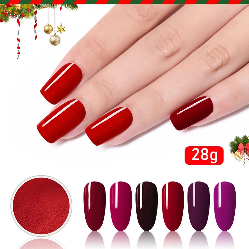 

Very Fine Hot Red Colors 28g/Box Dipping Powder Without Lamp Cure Nails Dip Powder Gel Nail Salon Effect Natural Dry