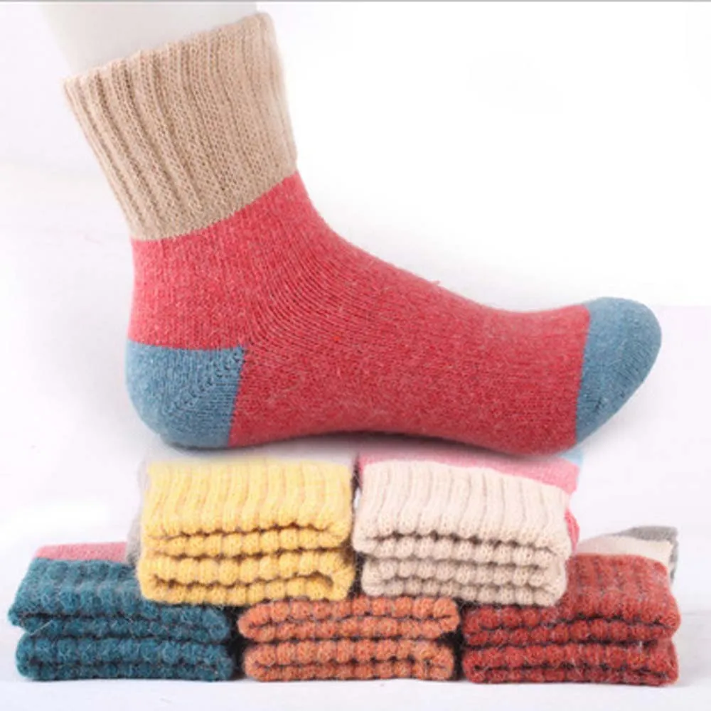 Ретро утолщенные женские носки зимние теплые кроличья шерсть смешанные