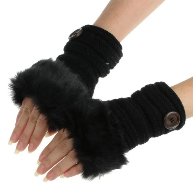 1 Pair Women Girl Warm Winter Faux Rabbit Fur Wrist Fingerless Gloves Mittens 1127 | Дом и сад