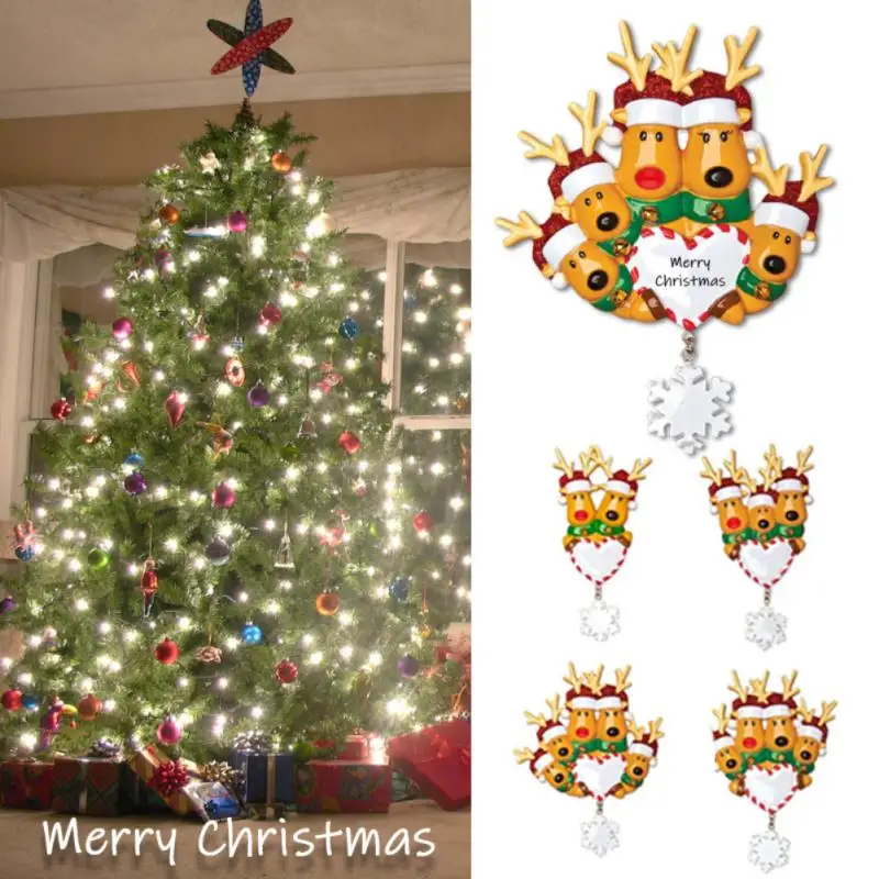 

1pc Personalized Family Christmas Tree Ornament Pendant Home Paty Decoration Reindeer Family 2-6 People Xmas 2021 New Year 2022