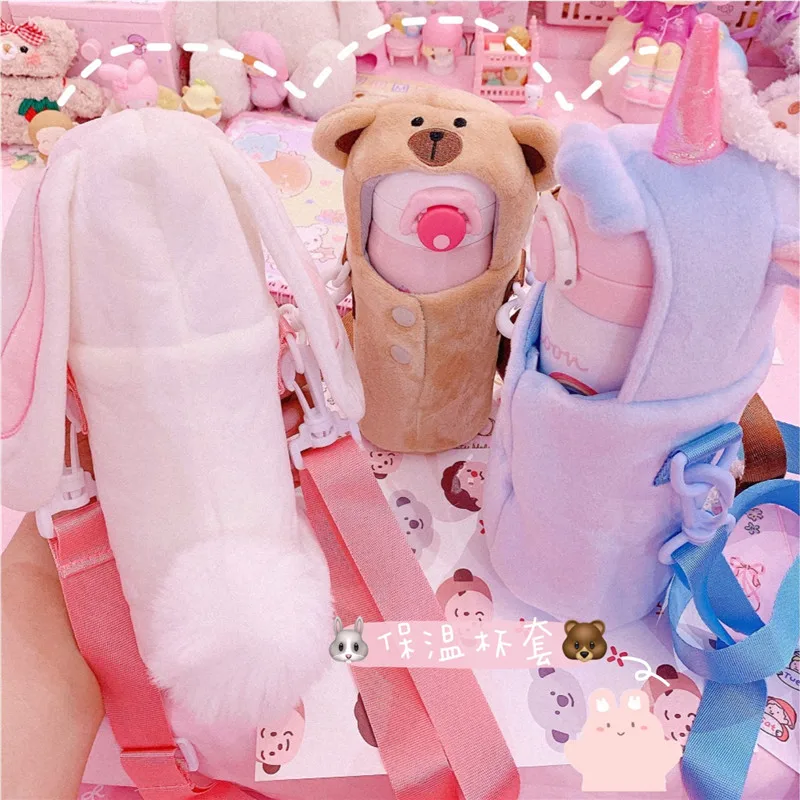 Мультяшный кролик 500 мл бутылка для воды изолированная крышка сумка держатель