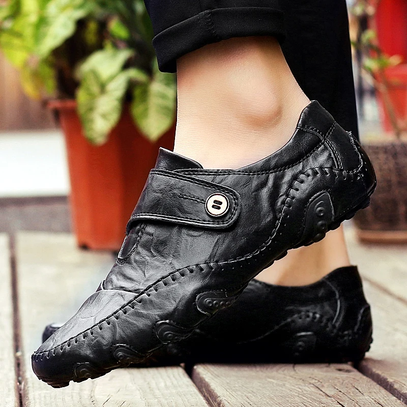 Классические Кожаные мужские лоферы Дышащая мужская повседневная обувь