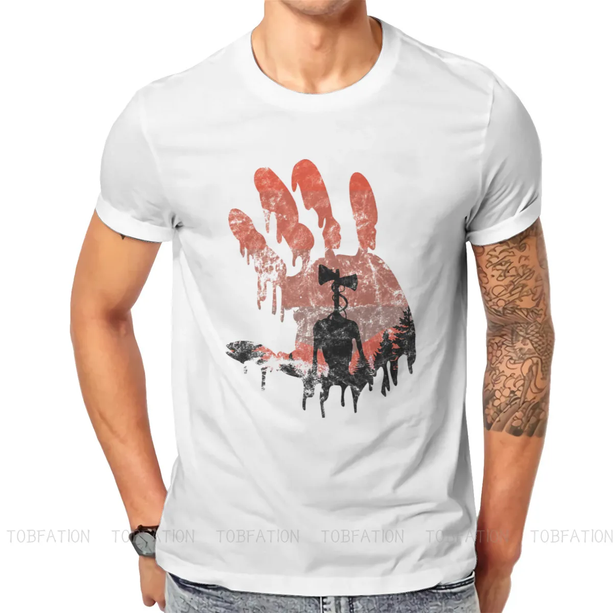 Футболка мужская с изображением головы сирены и человеческого монстра Базовая