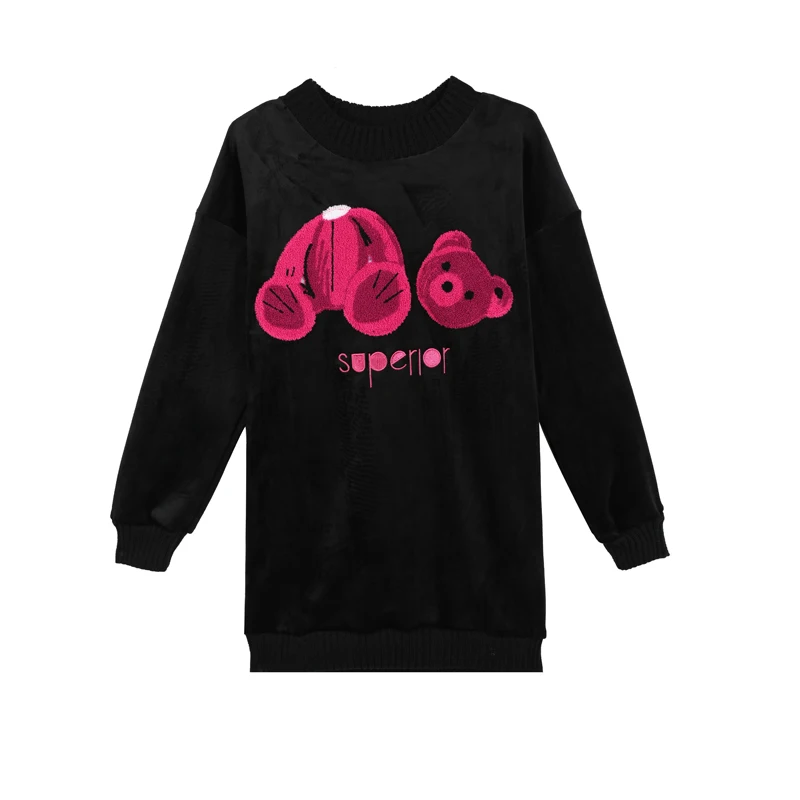 Женская толстовка с капюшоном зимние черные пуловеры больших размеров круглым