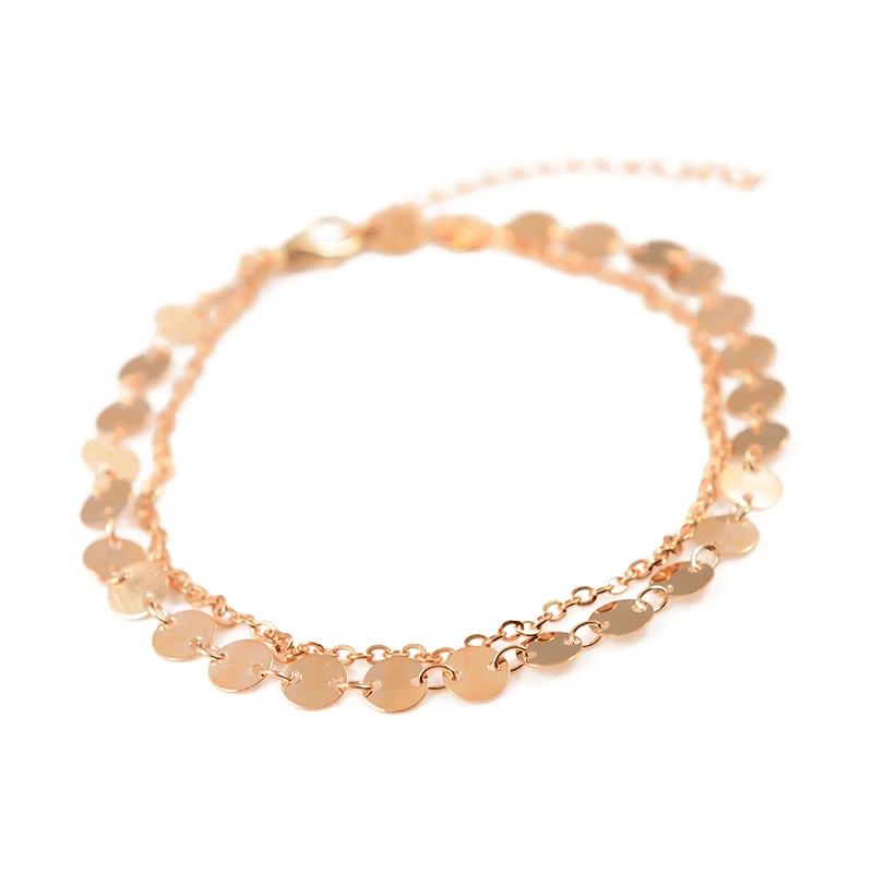 Fashion Multilayer Gold Silver Chain Anklets for Women Summer Beach Handmade Sequins Footchain Anklet Bracelet Femme | Украшения и
