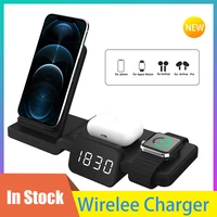 4 in 1 wireless fast chargers for iphone 13 pro1211x 10w wireless chaging station for iwatchairpods pro with led alarm clock