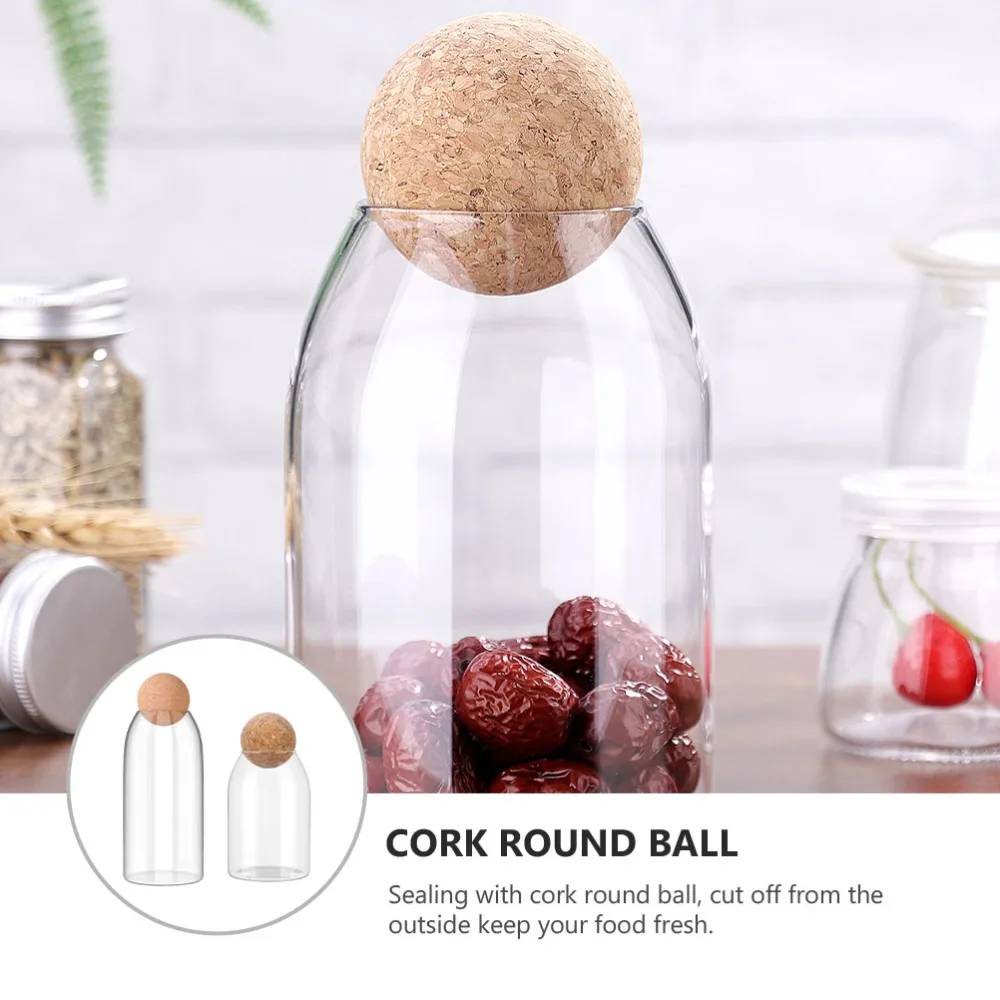 

2pcs Transparent Storage Jar Sealed Cans Food Container with Cork (1200ML/800ML)