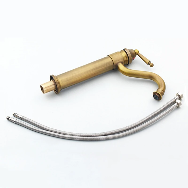 Смесители для умывальника античный медный кран раковины с одним гнущимся