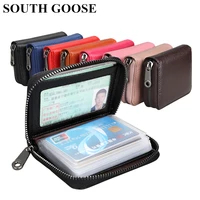 2020 new genuine leather card bag rfid blocking credit card holder men business card wallet women change organizer zipper purse